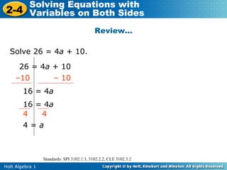 Algebra 1. 9.1 Solving equations review | PPT | Physics | Science