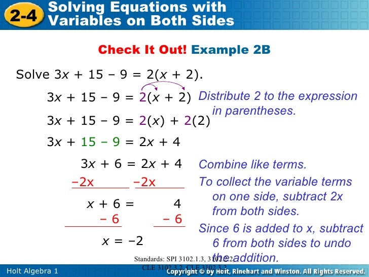 Algebra 1. 9.1 Solving equations review