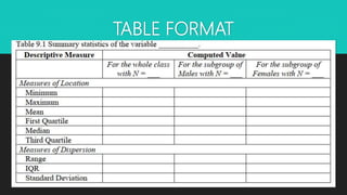 More on Describing Data: Summary Measures and Graphs | PPTX