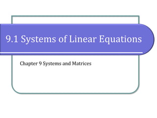 9.1 Systems of Linear Equations | PDF