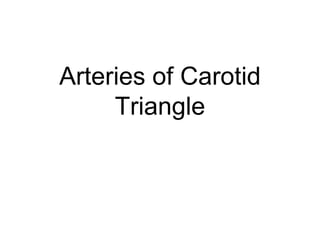 Arteries of Carotid
Triangle
 