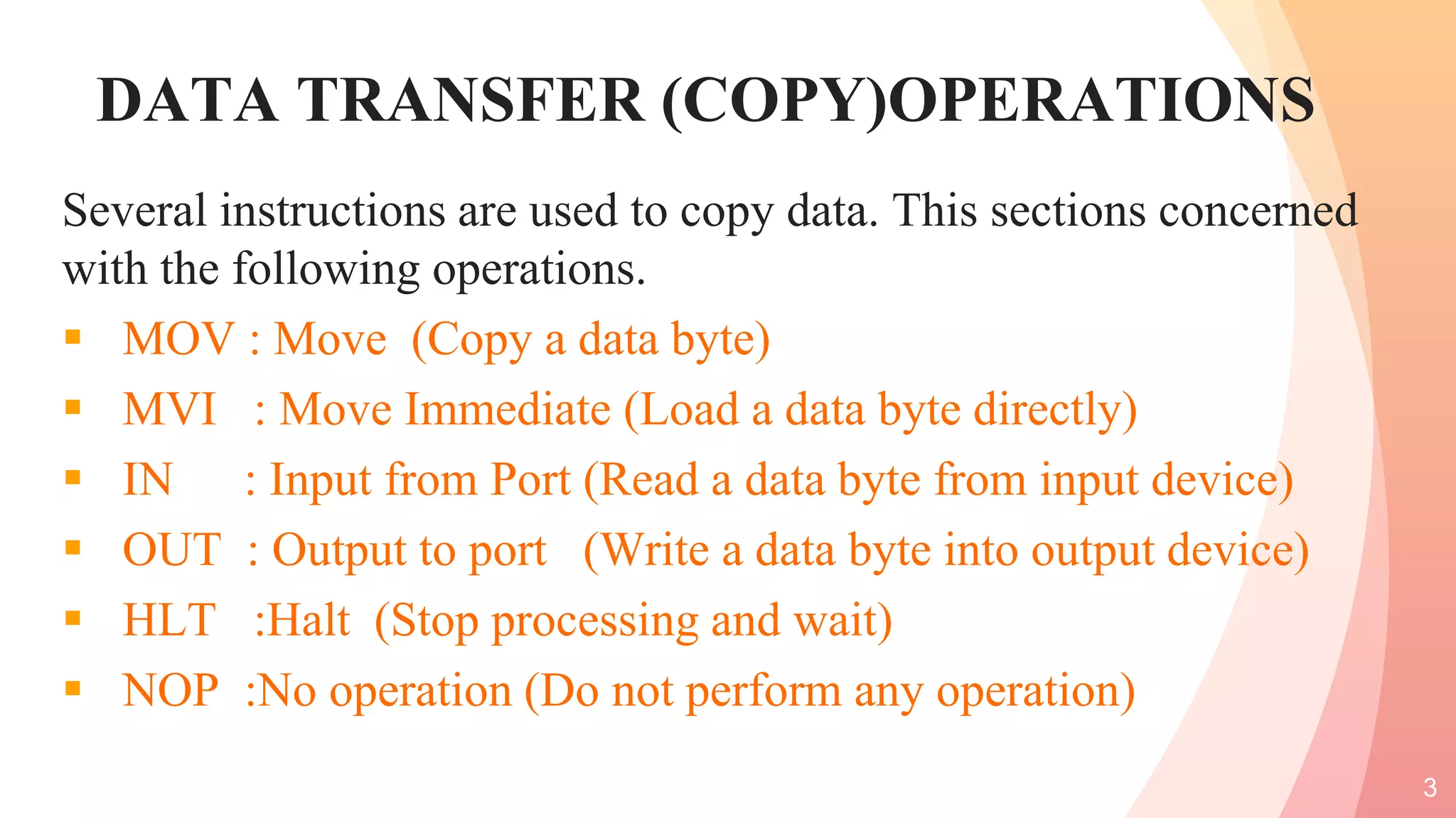 8085 DATA TRANSFER INSTRUCTIONS | PPTX | Data Storage and Warehousing ...
