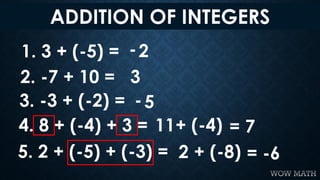 Addition of Integers | PDF