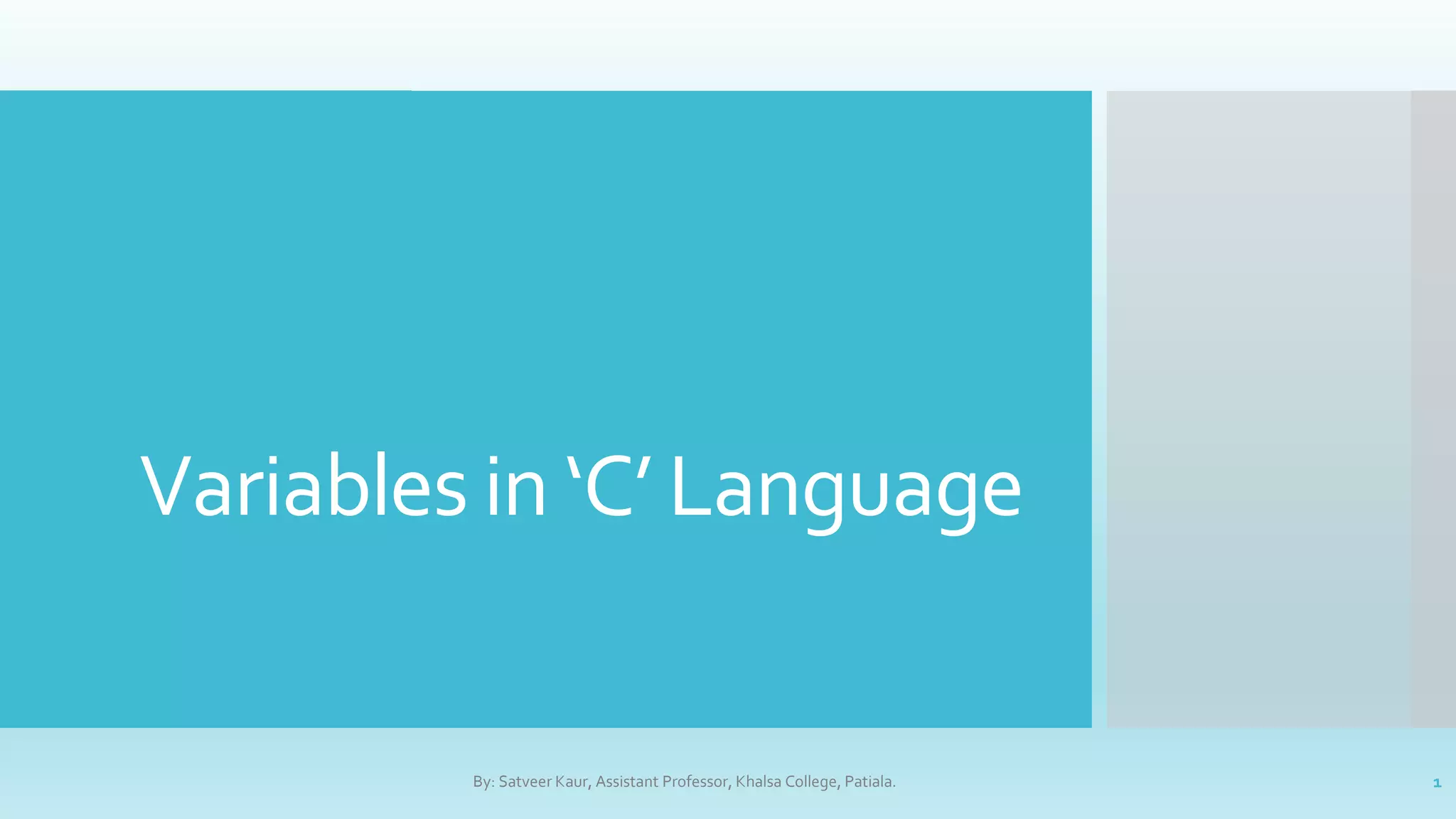 Variables in C | PPT