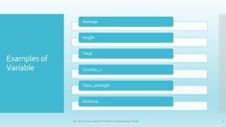 Variables in C | PPTX | Programming Languages | Computing
