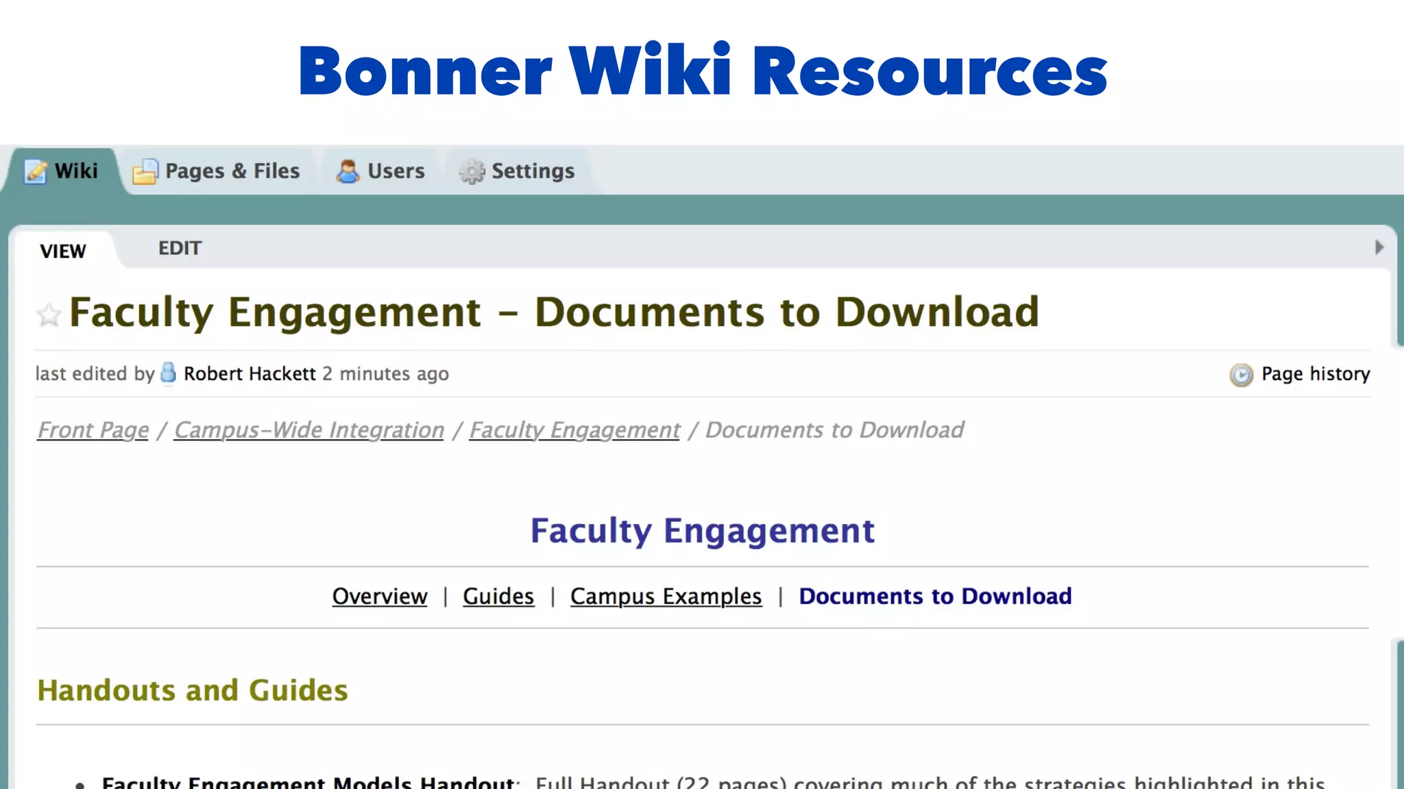 Bonner Wiki Resources
 