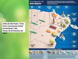 Folha de São Paulo, “Crise
freia ‘crescimento chinês’
do Nordeste”, São
Paulo, 22 de fevereiro de
2012.
 