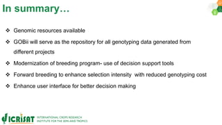 Research Program Genetic Gains (RPGG) Review Meeting 2021: Forward Breeding By Dr Himabindu Kudapa