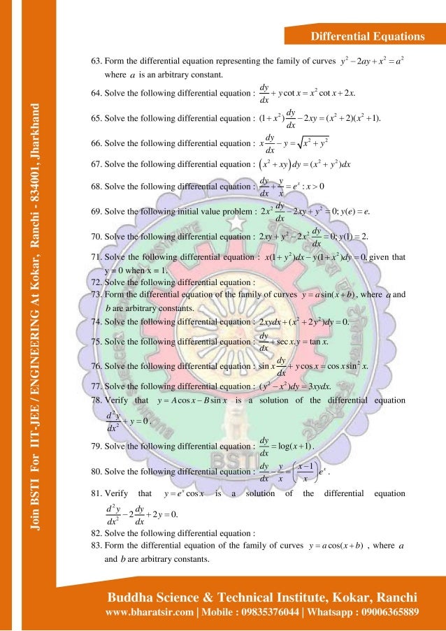 Differential Equations Formulas List.pdf Differential Equations | PDF