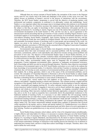 Effect of guided-discovery technique on Colleges of Education Social ...