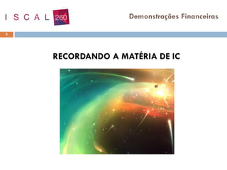 RECORDANDO A MATÉRIA DE IC
3
Demonstrações Financeiras
 