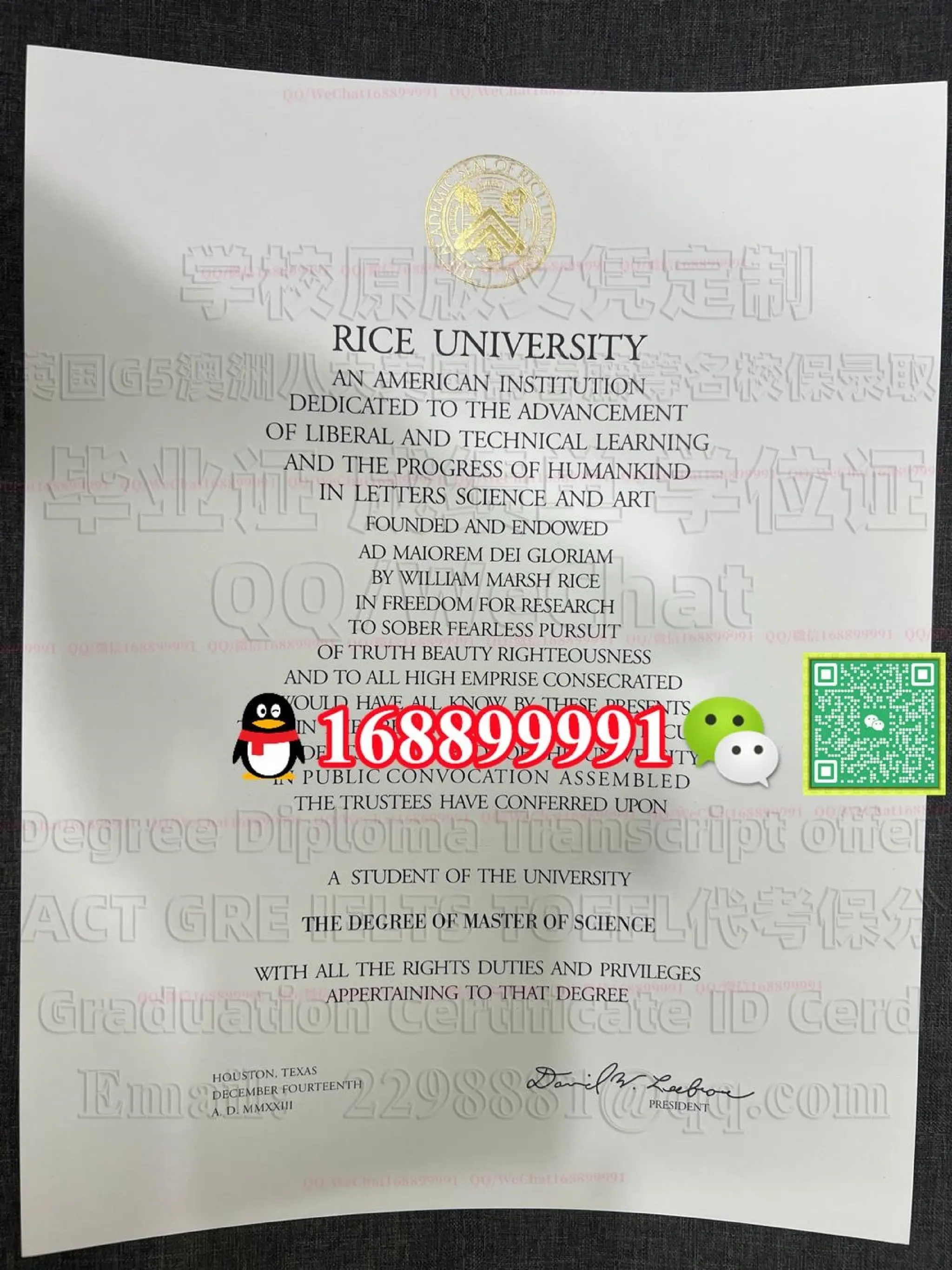 Rice University degree offer diploma Transcript | PDF