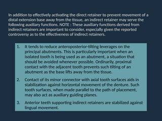 Indirect retainer in removable partial denture | PPTX