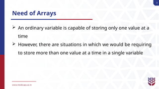 Need For Array 9. Arrays declaration, initialization, one-dimensional Array.pptx