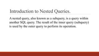 SQL Nested Quries | PPTX