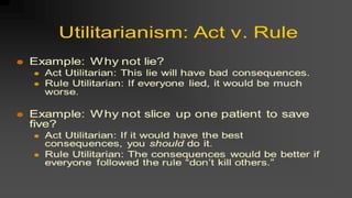 ROLE OF ETHICS part 2 Utilitarian theory | PPTX