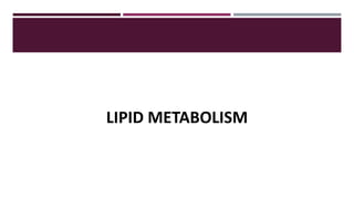 Lipid Metabolism presentation for physiotherapist | PDF