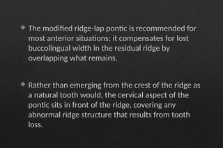 Pontics in fixed partial denture prosthodontics | PPTX