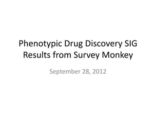 Phenotypic Drug Discovery SIG
 Results from Survey Monkey
       September 28, 2012
 