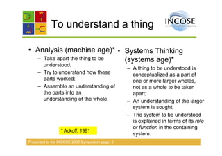 Applying systems thinking & aligning it to systems engineering | PDF
