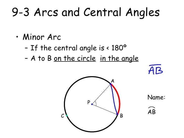 9 3 Arcs And Central Angles Filled Out
