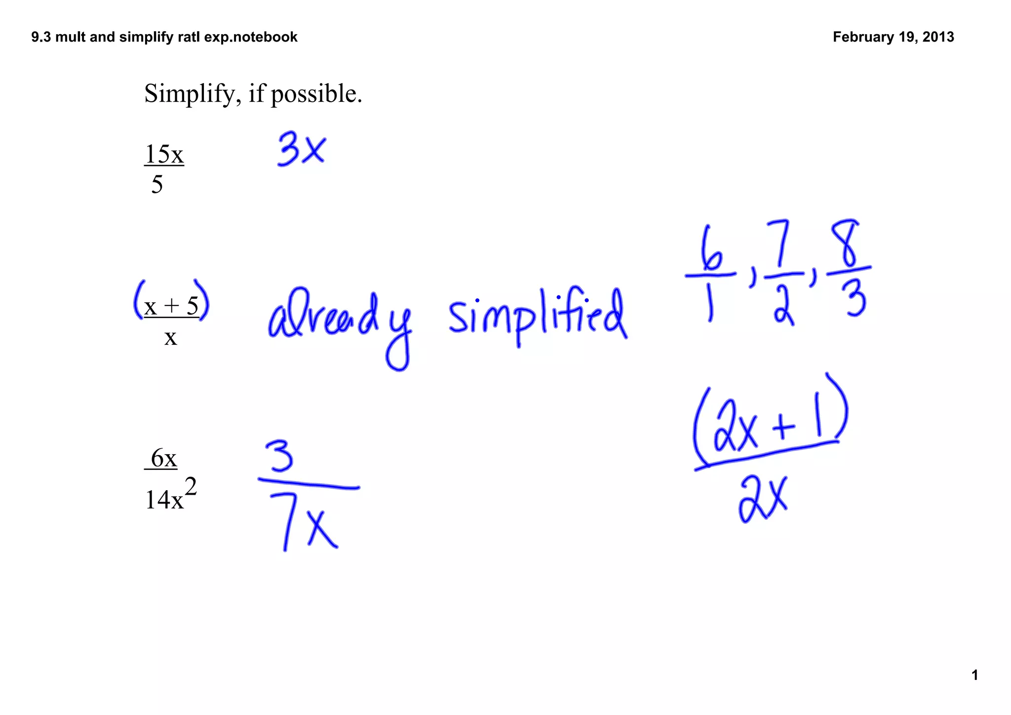 9.3 simplify and multiply rational expressions | PPT