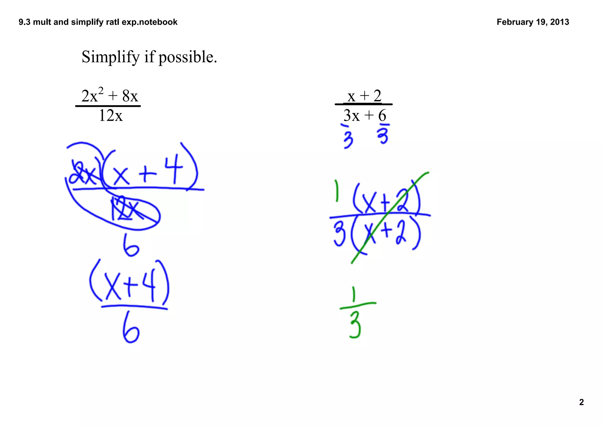 9.3 simplify and multiply rational expressions | PPT