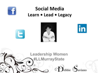 Social Media 
Learn • Lead • Legacy 
Leadership Women 
#LLMurrayState 
 