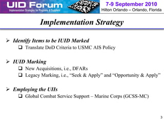 USMC Case of using UID | PDF