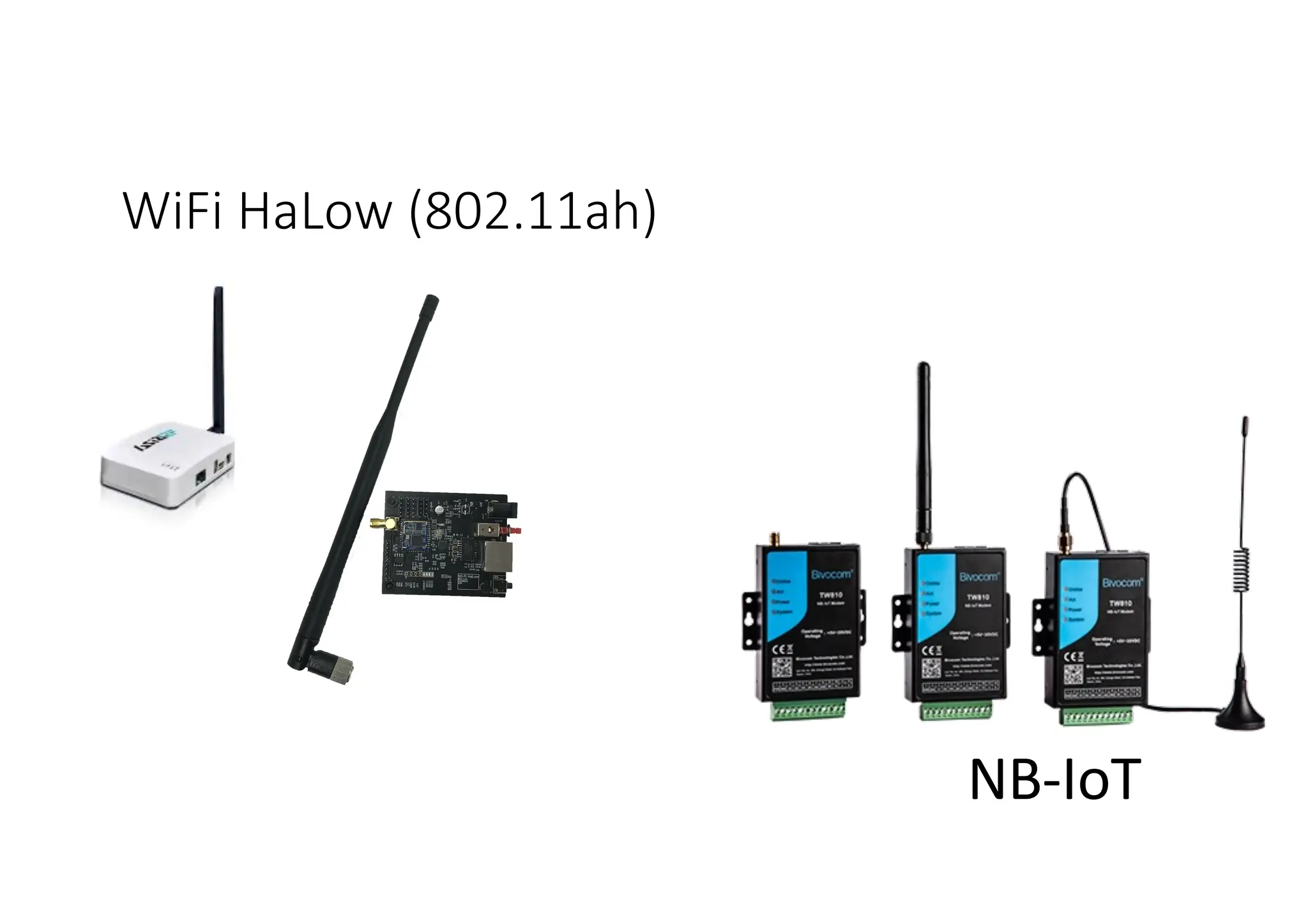 WiFi HaLow (802.11ah)
NB-IoT
 
