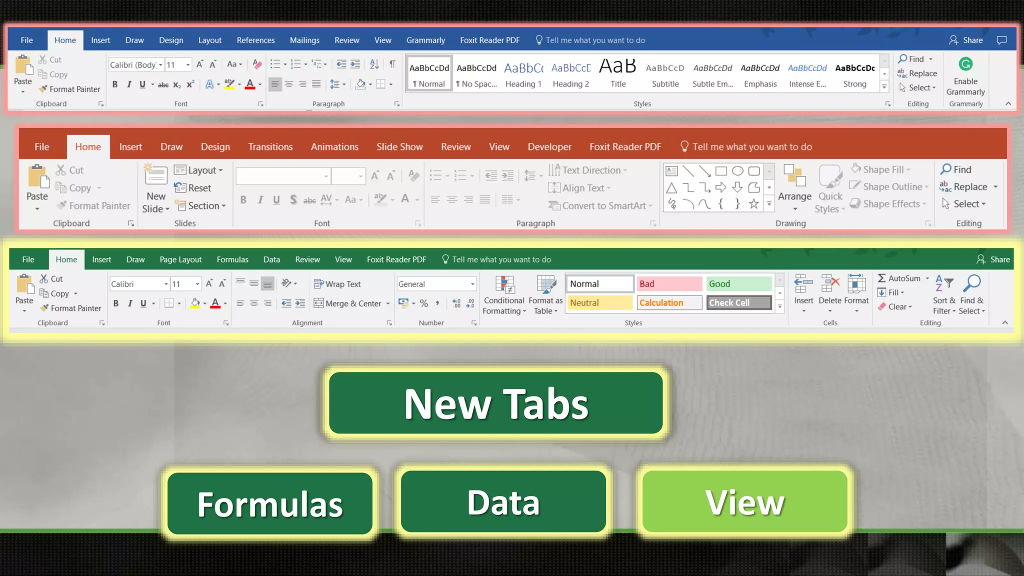 New Tabs
Formulas Data View
 