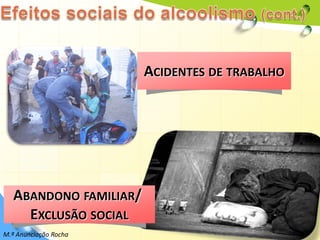 7Efeitos sociais do alcoolismo (cont.)Abandono familiar/ Exclusão socialAcidentes de trabalhoM.ª Anunciação Rocha
