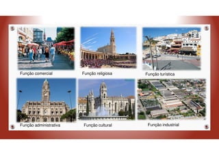 Função comercial Função religiosa Função turística
Função administrativa Função cultural Função industrial
 