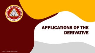 Derivative Examples Real Life Real-life Applications of the Derivative.pptx