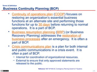 Resumption Definition CISSP - BCP and DR document for the publication | PPTX