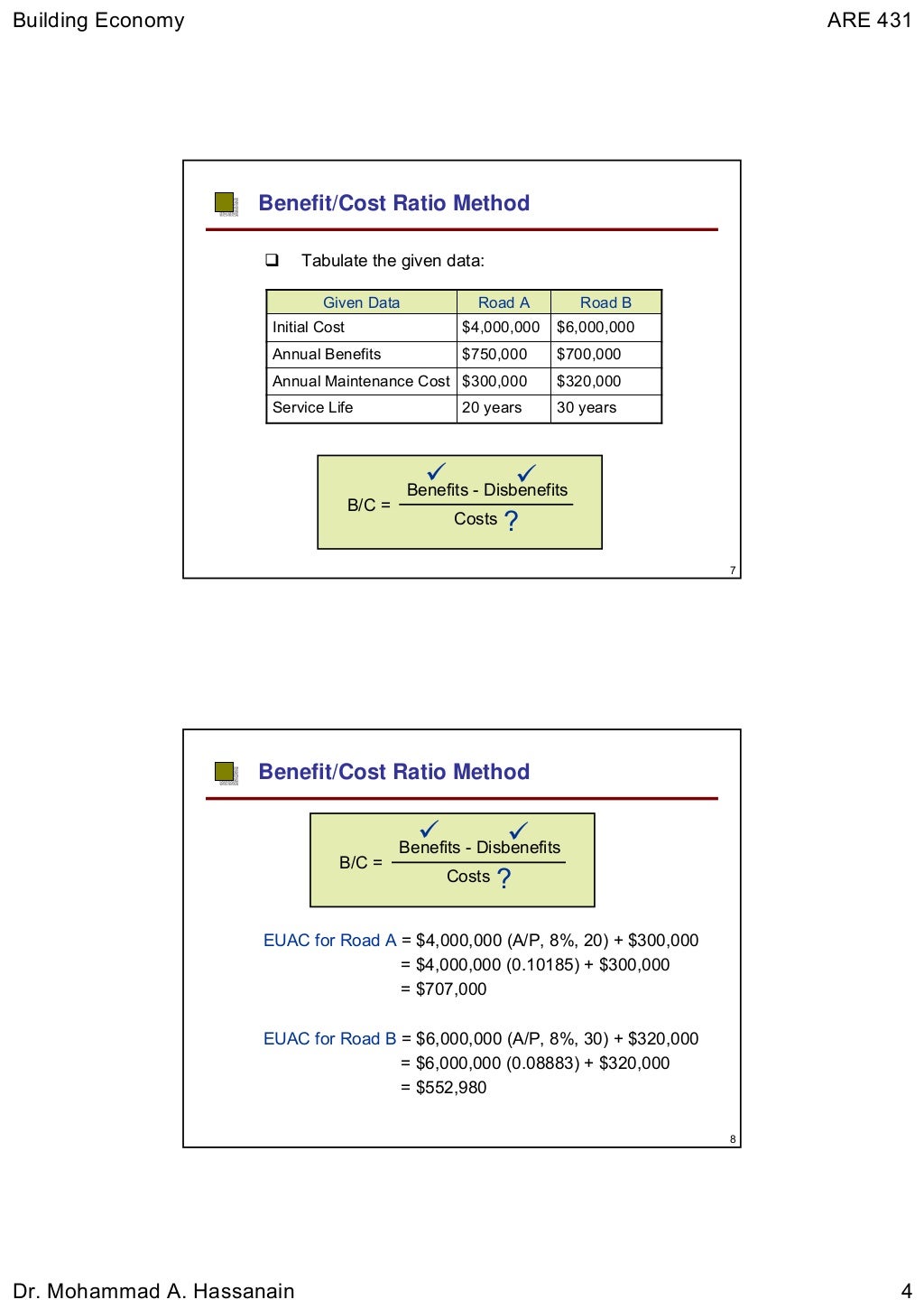 9 benefit to cost ratio method