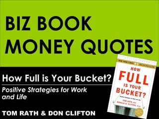 How Full is Your Bucket? Positive Strategies for Work  and Life TOM RATH & DON CLIFTON BIZ BOOK MONEY QUOTES 