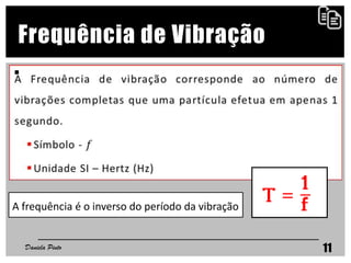 Frequência de Vibração

Daniela Pinto 11
A frequência é o inverso do período da vibração
 