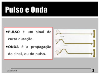 Daniela Pinto 3
Pulso e Onda
PULSO é um sinal de
curta duração.
ONDA é a propagação
do sinal, ou do pulso.
 