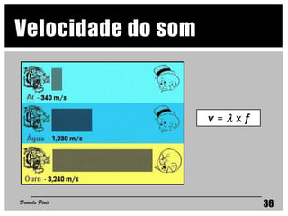 v =  x f
Daniela Pinto 36
Velocidade do som
 