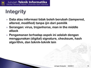 3/2/2010Jaringan Komputer9Confidentiality (2)