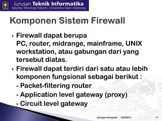3/2/2010Jaringan Komputer16Ilustrasi Firewall