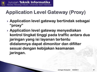 3/2/2010Jaringan Komputer20Contoh Rule Packet-filtering