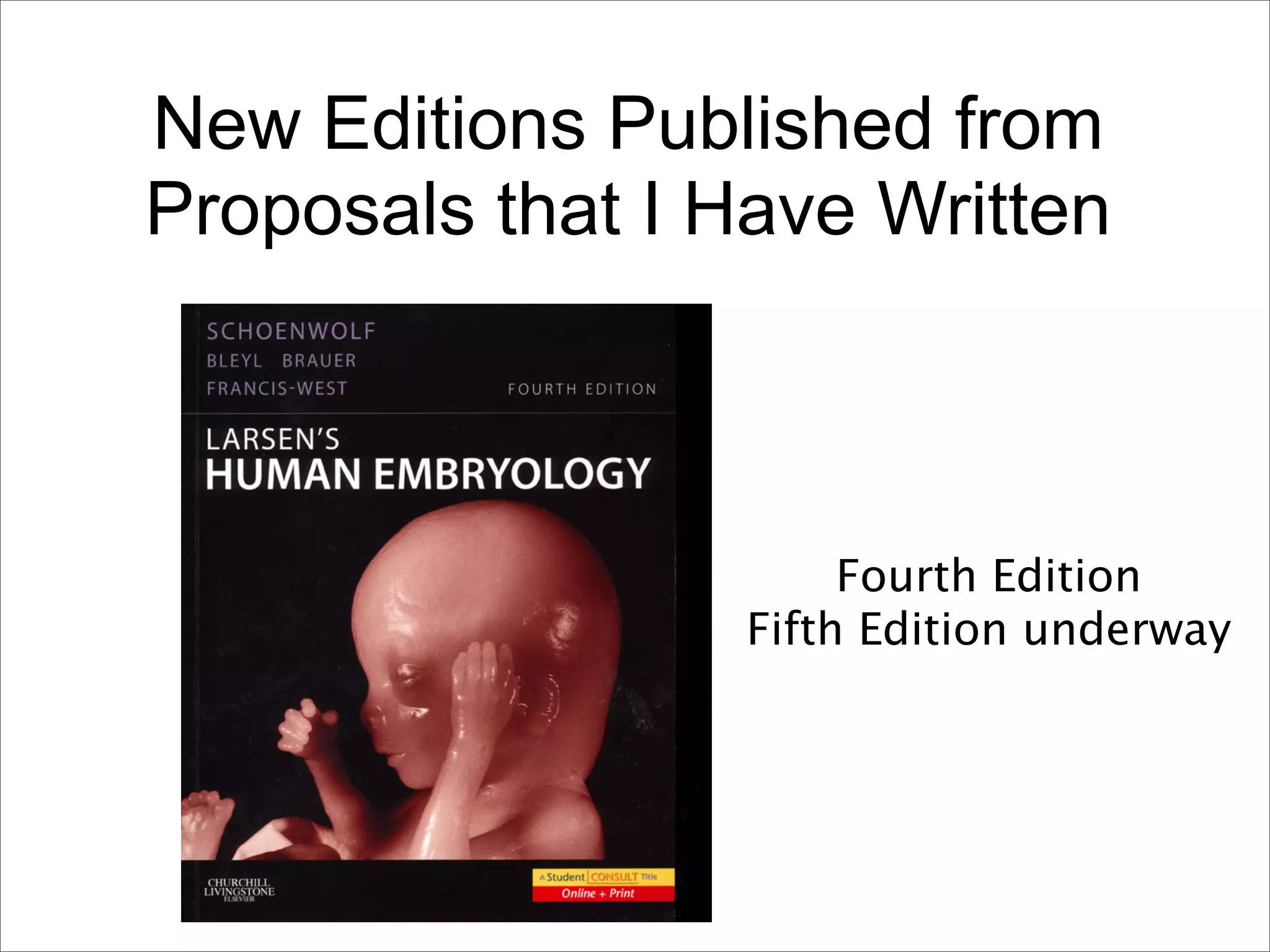 New Editions Published from
Proposals that I Have Written



                       Fourth Edition
                  Fifth Edition underway
 
