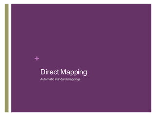 +
Direct Mapping
Automatic standard mappings

 