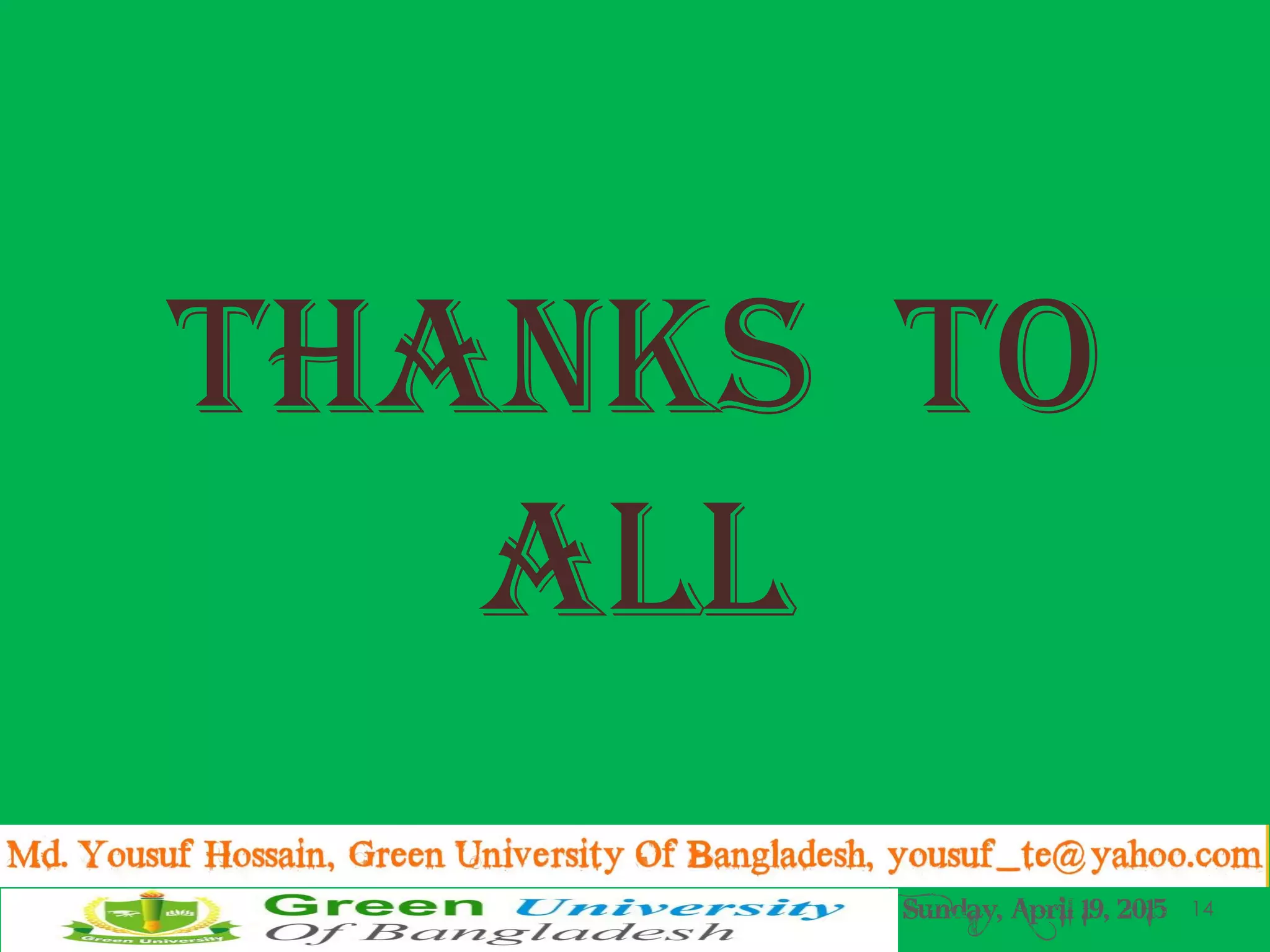 Thanks To
All
Sunday, April 19, 2015 14
 