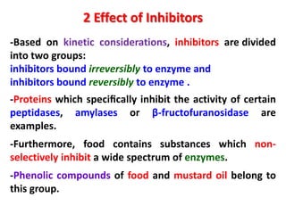 Inhibit Example Factors affecting enzymes | PDF