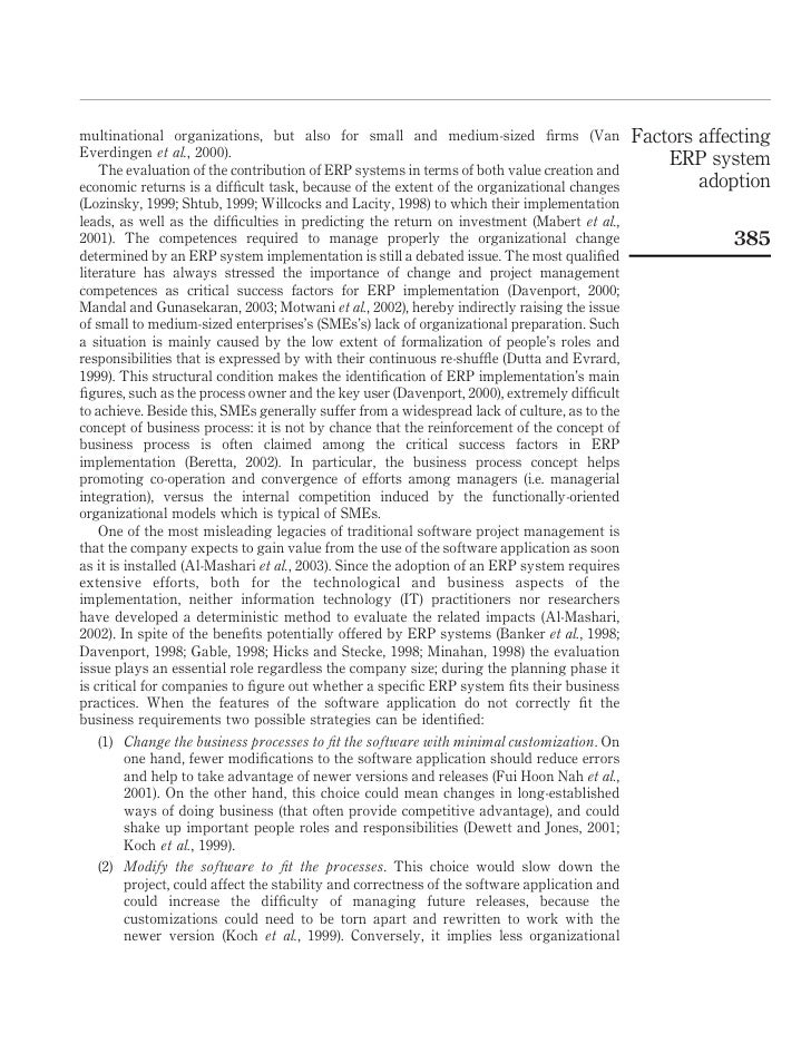 factors effecting erp implementation in smes management essay Erp as software as a service (saas) for smes table of to implementation of erp systems in sme’s it was factors affecting erp. factors effecting erp implementation in smes management essay Erp as software as a service (saas) for smes table of to implementation of erp systems in sme’s it was factors affecting erp.