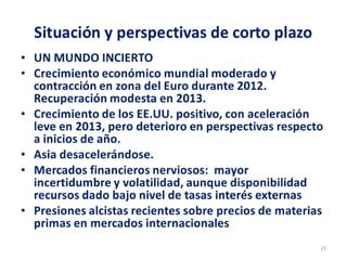 La Economìa Internacional, Situaciòn y retos de corto plazo