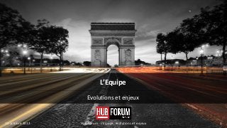 L’Equipe
                      Evolutions et enjeux


10 octobre 2012   Hub Forum - L'Equipe, évolutions et enjeux   1
 